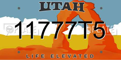 11777T5 Utah License Plate
