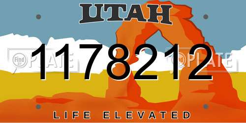 1178212 Utah License Plate