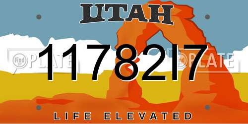 11782I7 Utah License Plate
