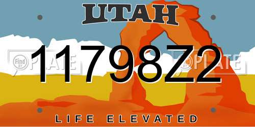 11798Z2 Utah License Plate
