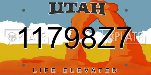 11798Z7 Utah License Plate