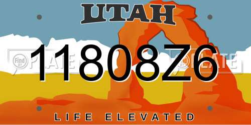 11808Z6 Utah License Plate