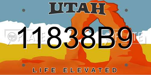 11838B9 Utah License Plate