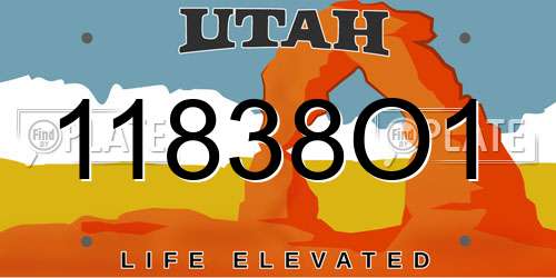 11838O1 Utah License Plate