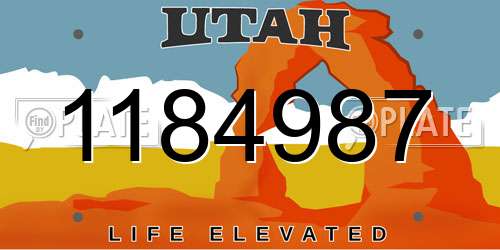 1184987 Utah License Plate