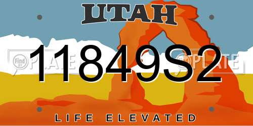 11849S2 Utah License Plate