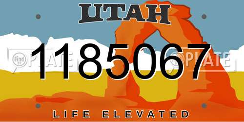 1185067 Utah License Plate