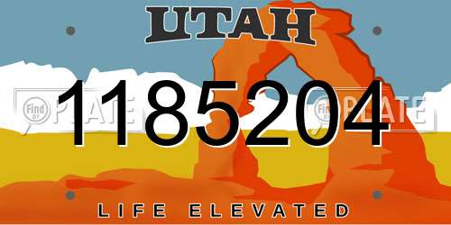 1185204 Utah License Plate