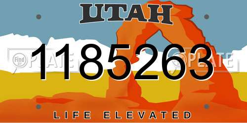 1185263 Utah License Plate
