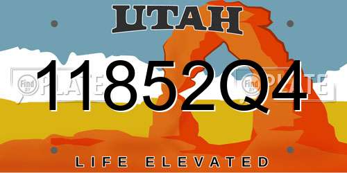 11852Q4 Utah License Plate