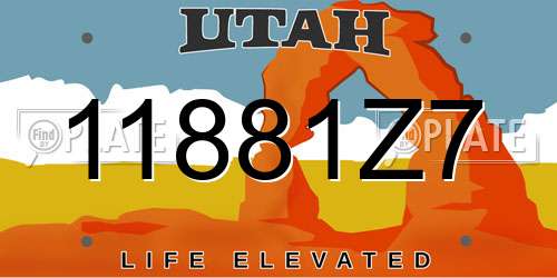 11881Z7 Utah License Plate