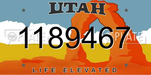 1189467 Utah License Plate