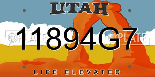 11894G7 Utah License Plate