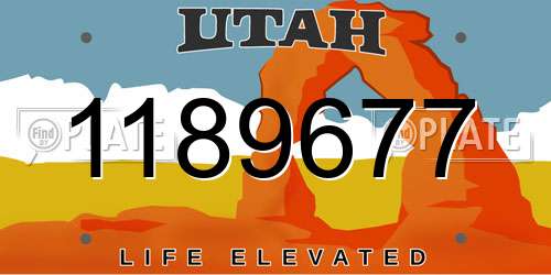 1189677 Utah License Plate