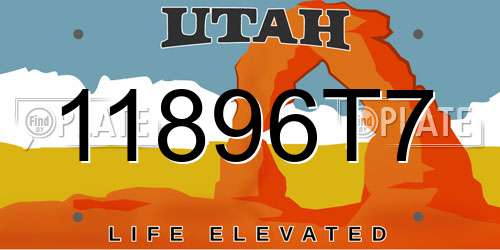 11896T7 Utah License Plate