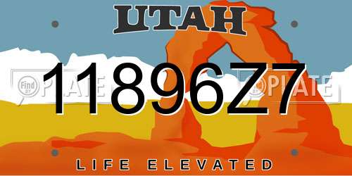 11896Z7 Utah License Plate