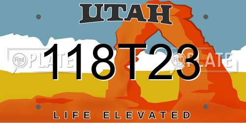 118T23 Utah License Plate