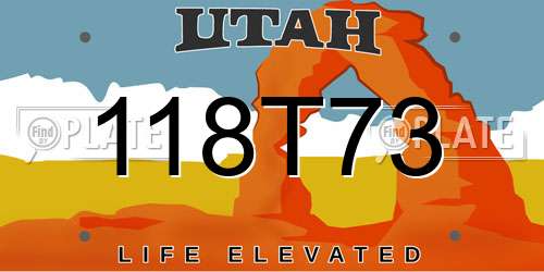 118T73 Utah License Plate