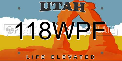 118WPF Utah License Plate