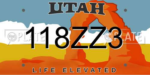 118ZZ3 Utah License Plate