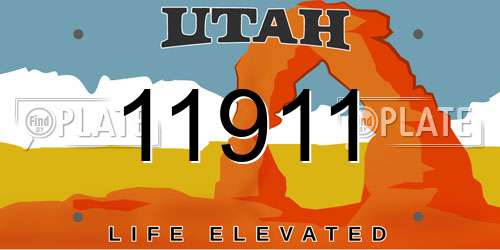 11911 Utah License Plate
