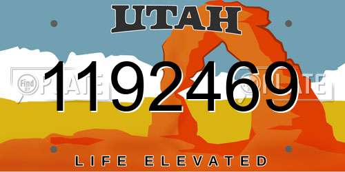 1192469 Utah License Plate