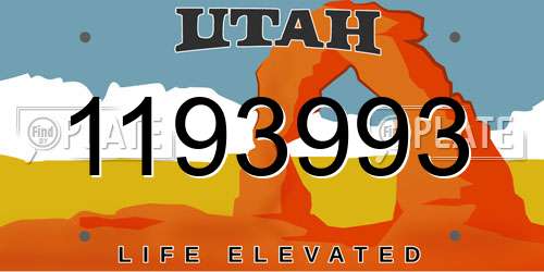 1193993 Utah License Plate