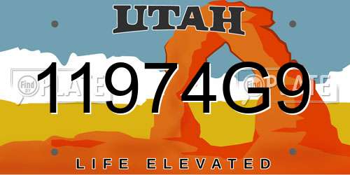 11974G9 Utah License Plate
