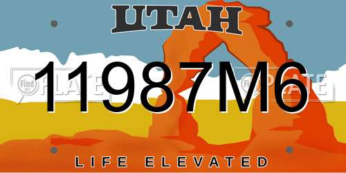 11987M6 Utah License Plate