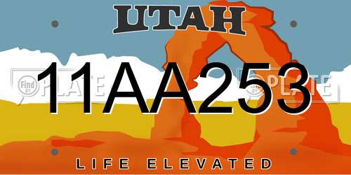 11AA253 Utah License Plate