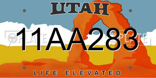 11AA283 Utah License Plate