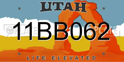 11BB062 Utah License Plate
