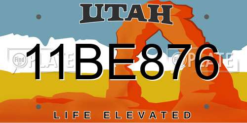 11BE876 Utah License Plate
