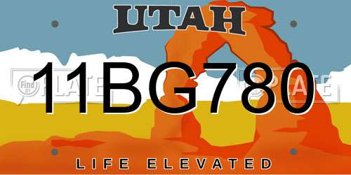 11BG780 Utah License Plate