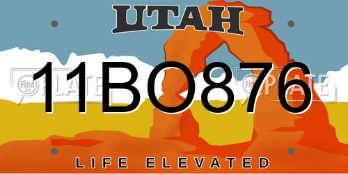 11BO876 Utah License Plate