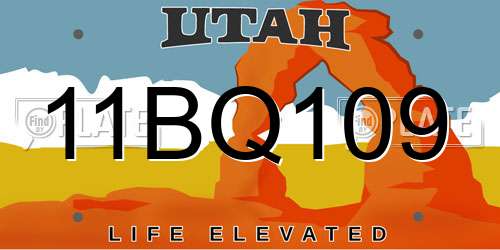 11BQ109 Utah License Plate