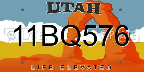 11BQ576 Utah License Plate