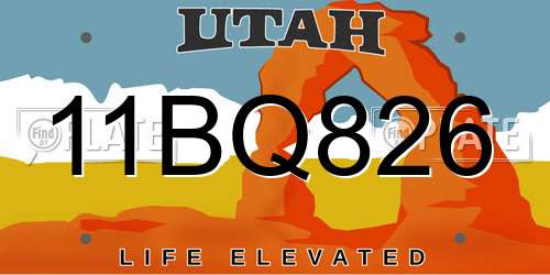 11BQ826 Utah License Plate