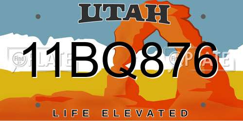 11BQ876 Utah License Plate