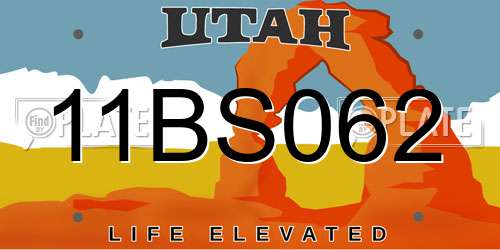 11BS062 Utah License Plate