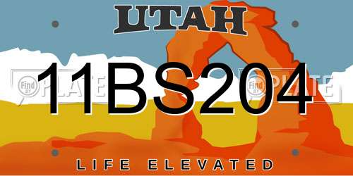 11BS204 Utah License Plate