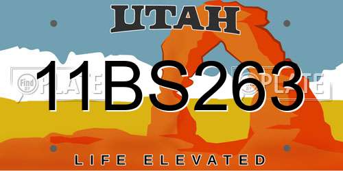 11BS263 Utah License Plate