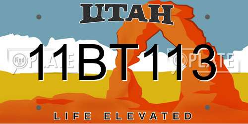 11BT113 Utah License Plate