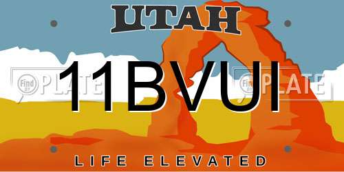 11BVUI Utah License Plate