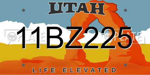 11BZ225 Utah License Plate