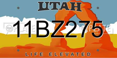 11BZ275 Utah License Plate