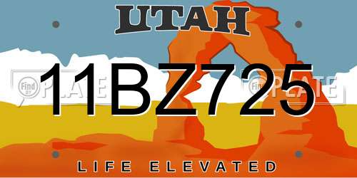 11BZ725 Utah License Plate