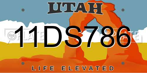 11DS786 Utah License Plate