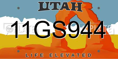 11GS944 Utah License Plate