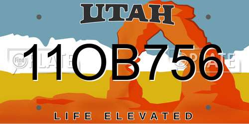 11OB756 Utah License Plate